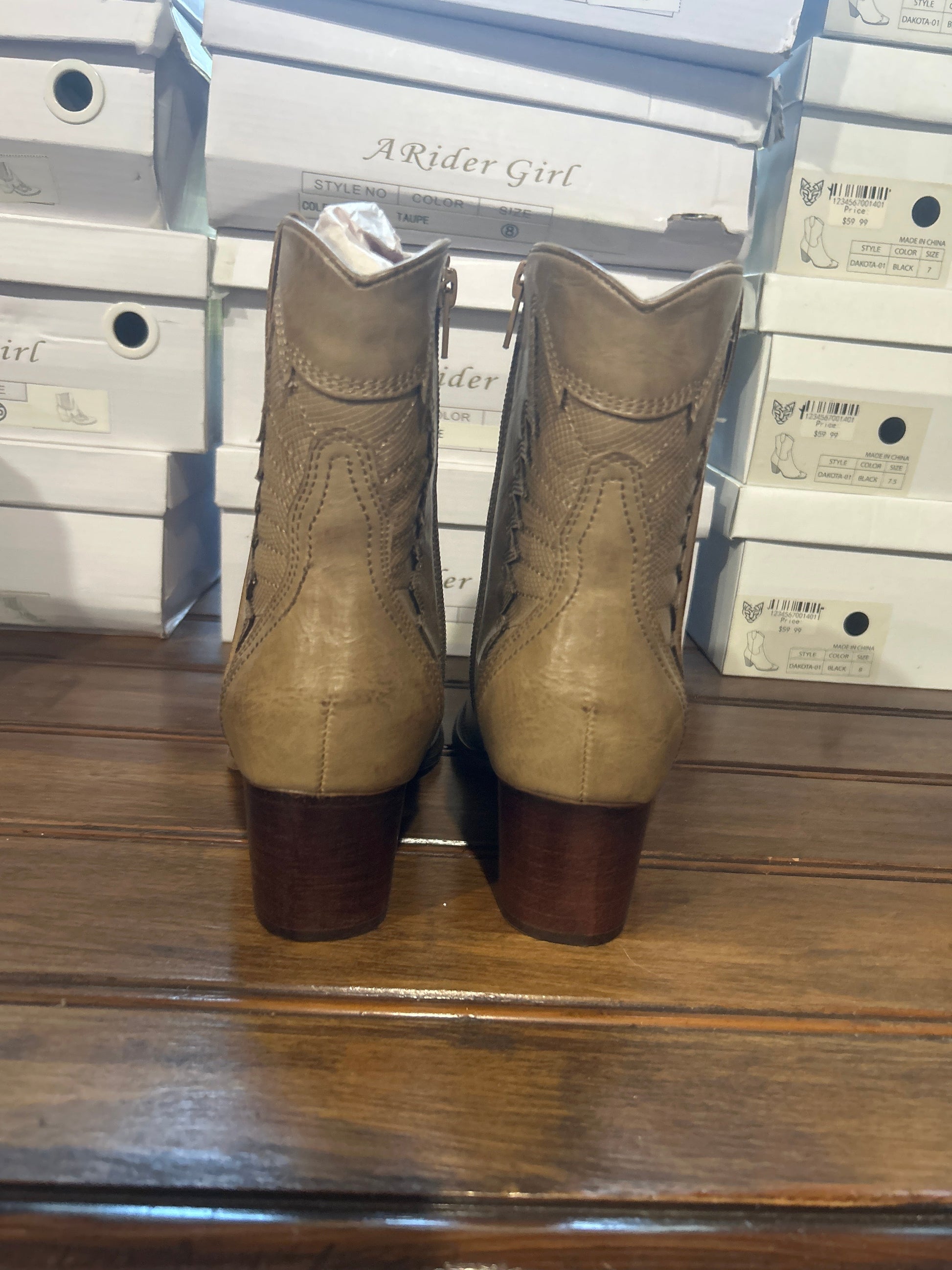 A Rider Girl Zipper Ankle Boots Wildflowers & Denim