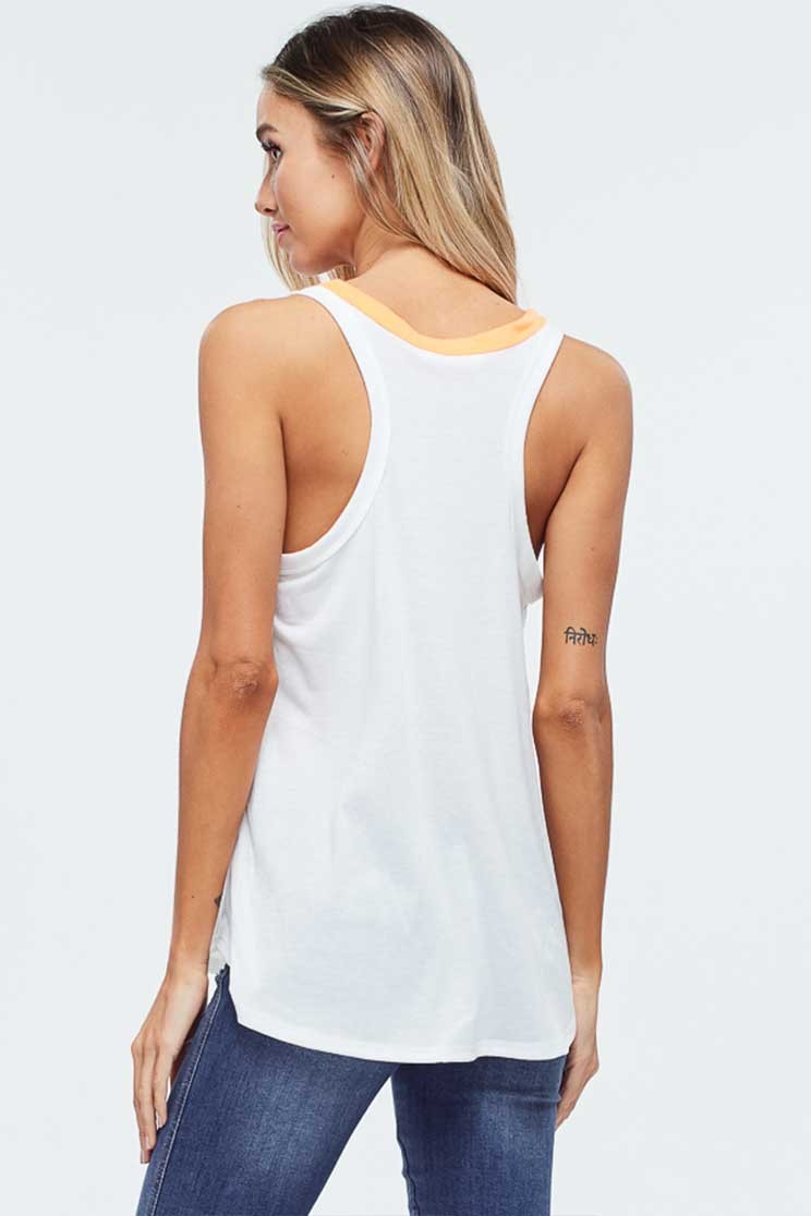 Vintage Good Vibe Neon Tank Top Wildflowers & Denim
