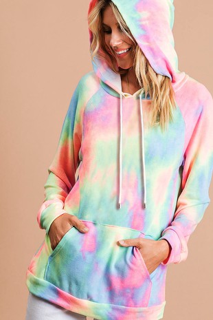 Tie Dye French Terry Hoodie Wildflowers & Denim
