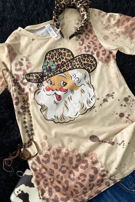 Leopard Print Santa Graphic Tee Wildflowers & Denim