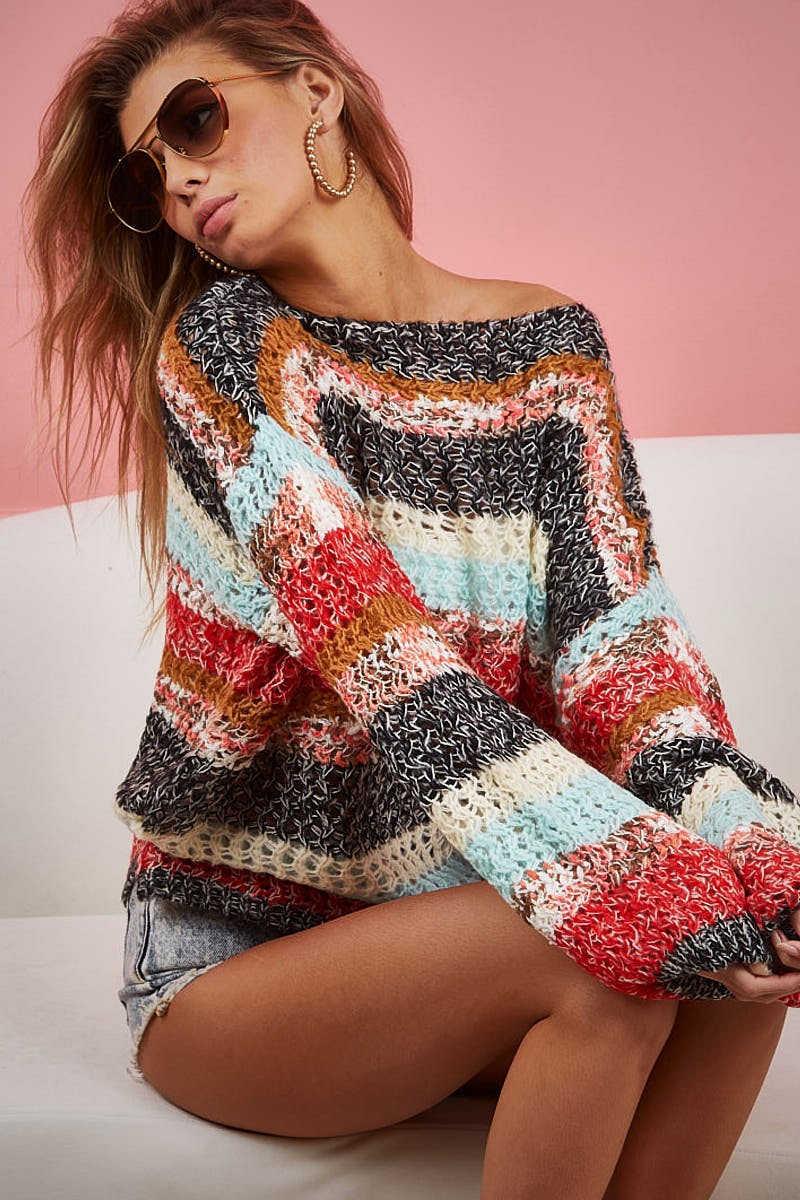 Multi Color Stripe Sweater Wildflowers & Denim