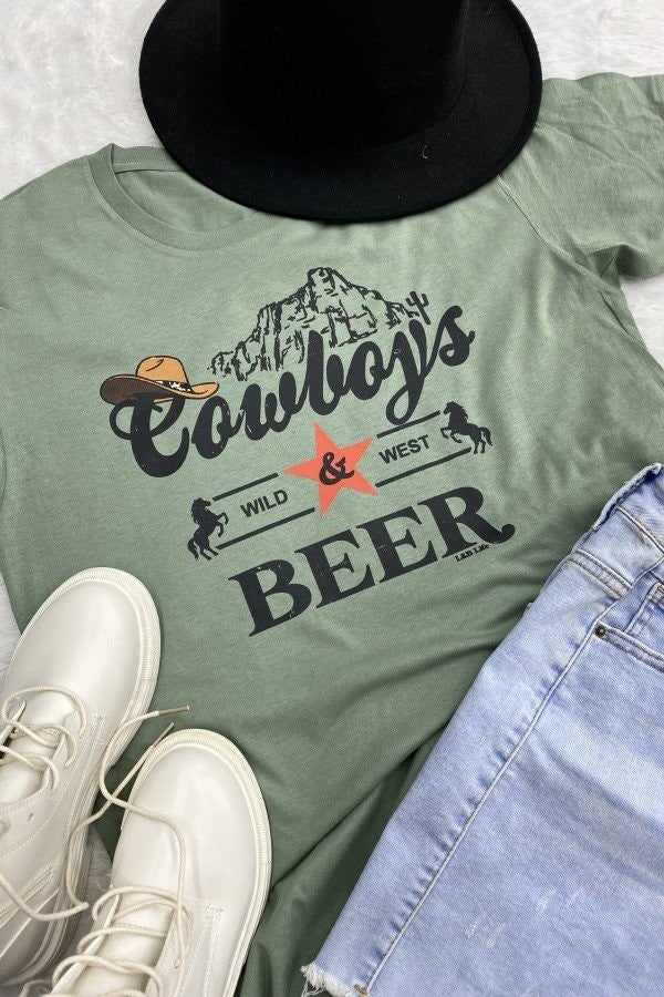 Cowboys & Beer Graphic Tee Wildflowers & Denim