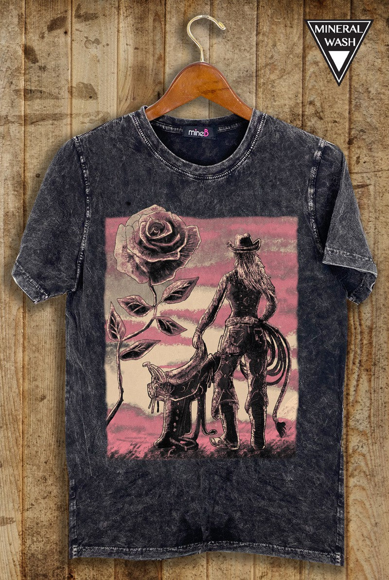 Wild West Cowgirl Mineral Wash Top Wildflowers & Denim