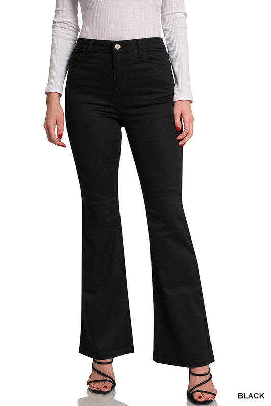 Zenana High Rise Bootcut Color Denim Wildflowers & Denim