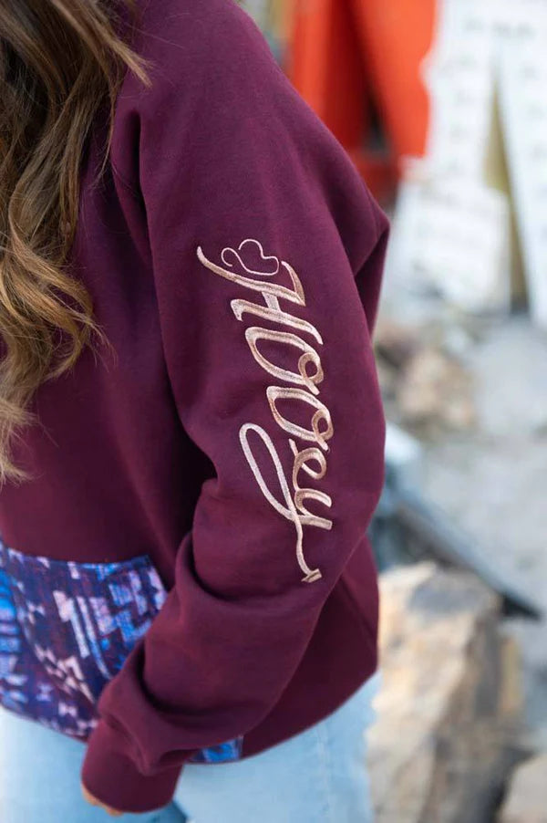 “Veracruz” Hooey Youth Girls Maroon Hoody Wildflowers & Denim