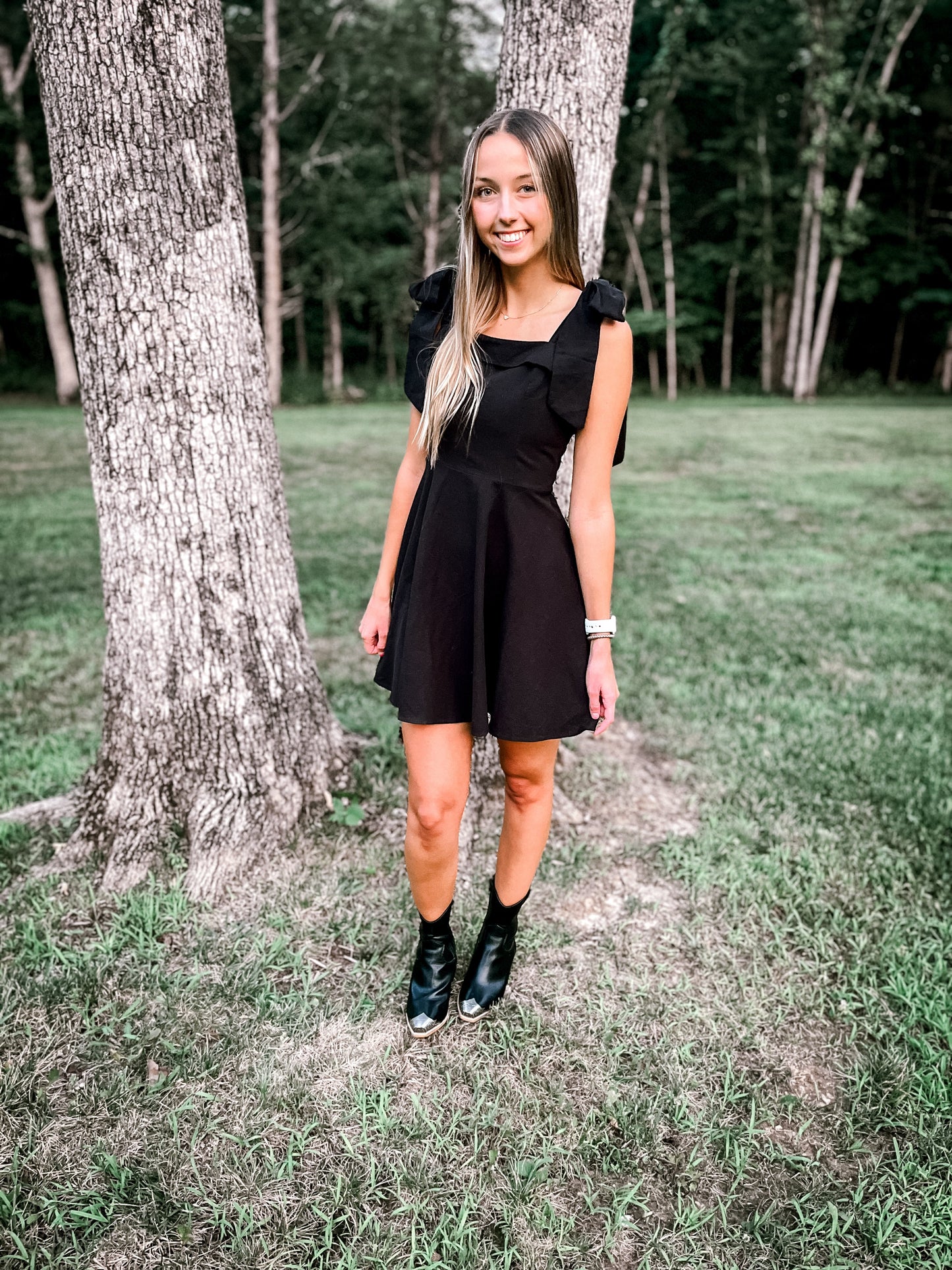 Black Bow Sleeve Dress Wildflowers & Denim