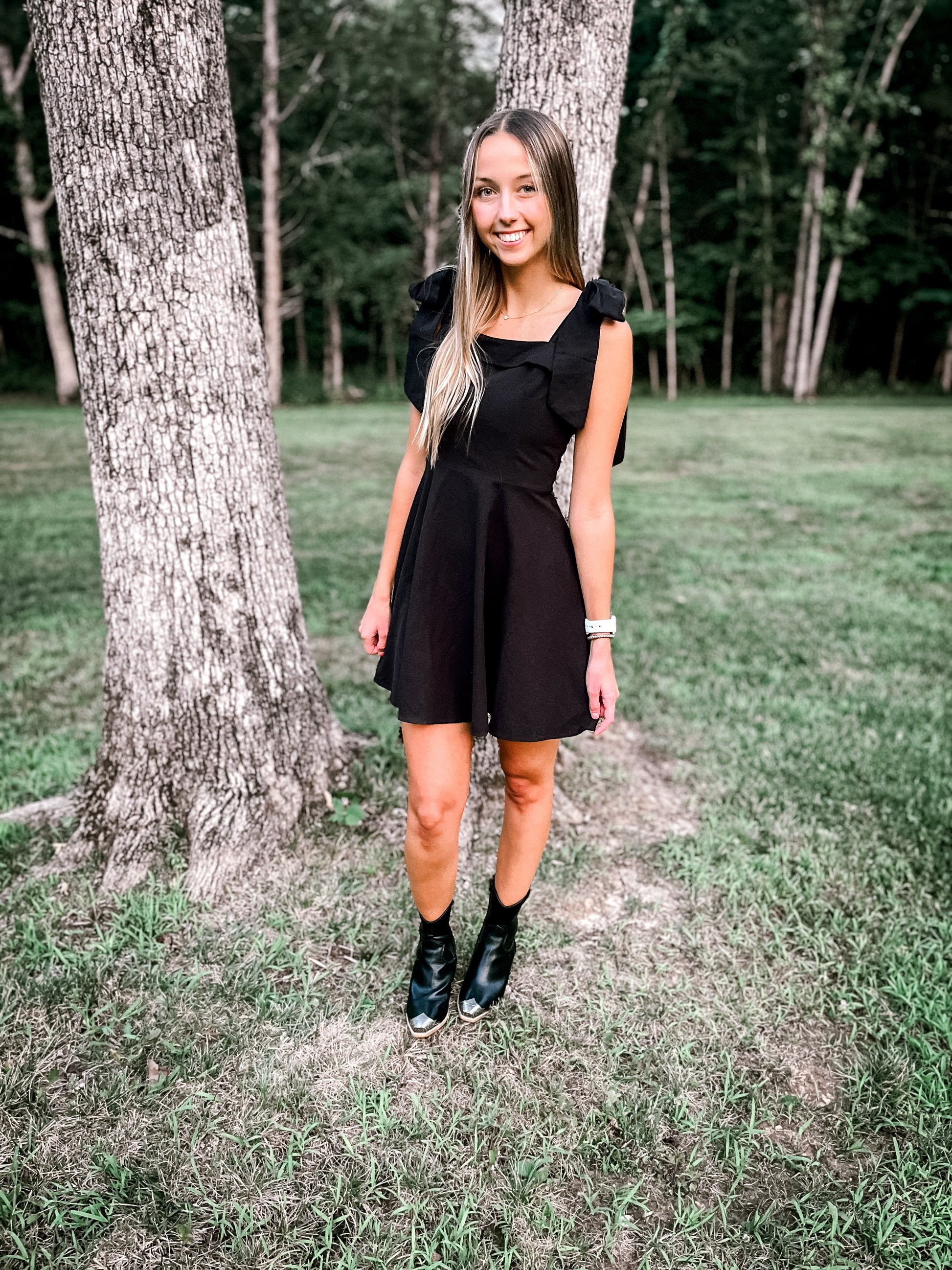 Black Bow Sleeve Dress Wildflowers & Denim