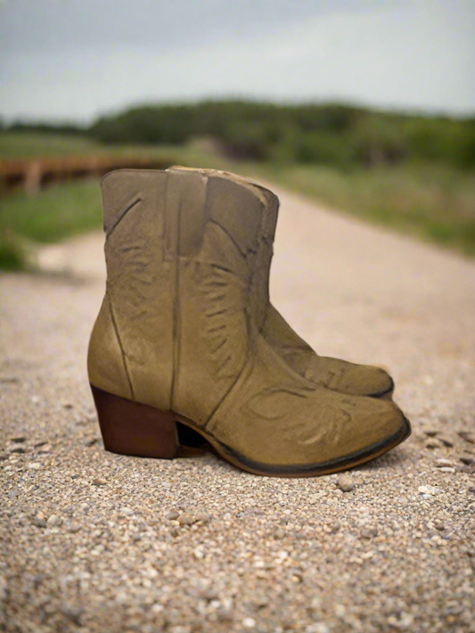 A Rider Girl Zipper Ankle Boots Wildflowers & Denim