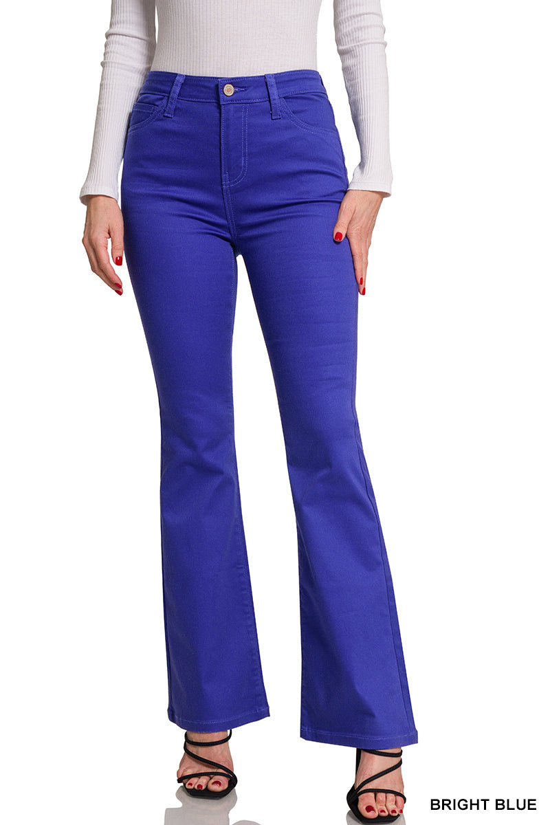 Zenana High Rise Bootcut Color Denim Wildflowers & Denim
