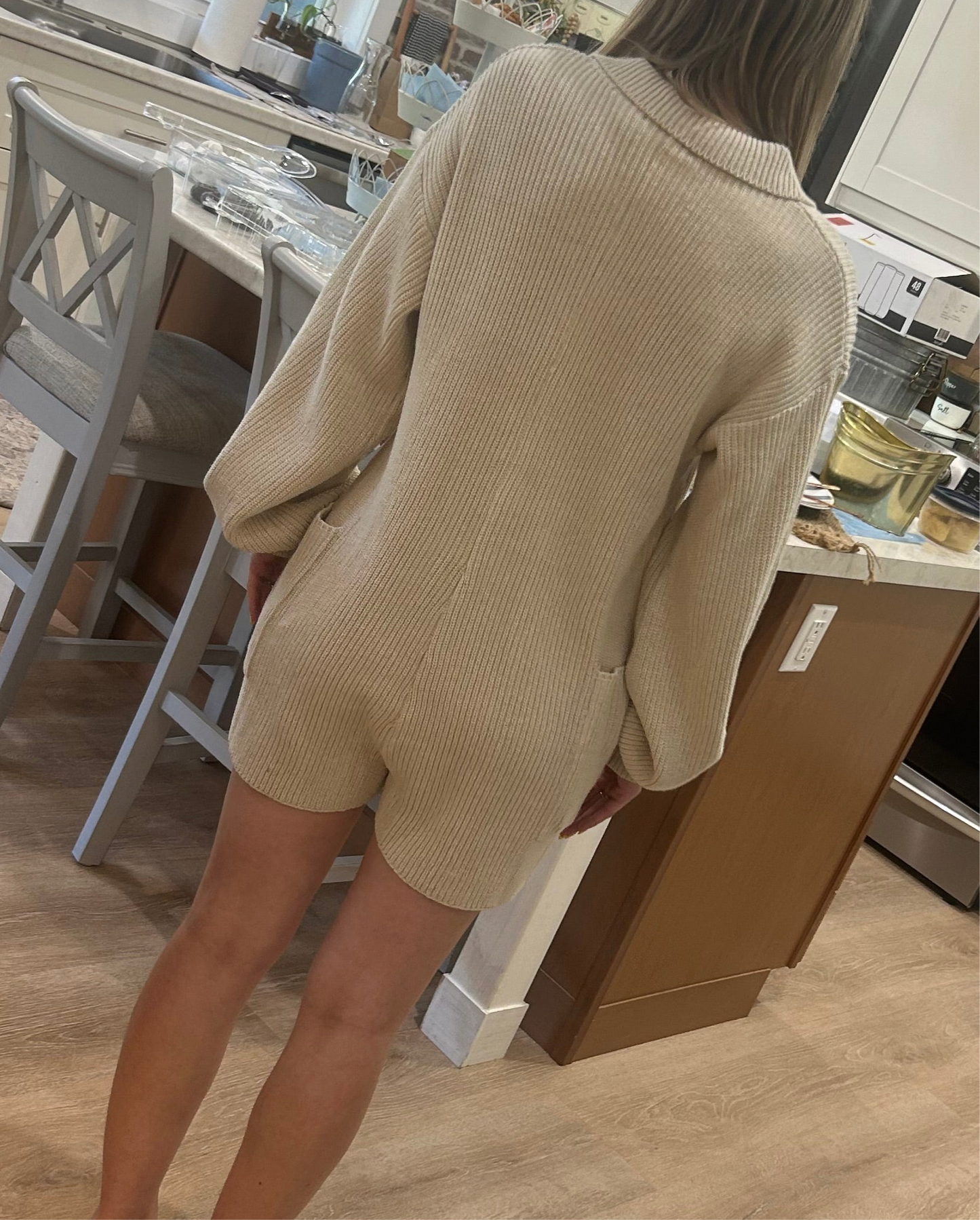 Long Sleeve Sweater Romper Wildflowers & Denim