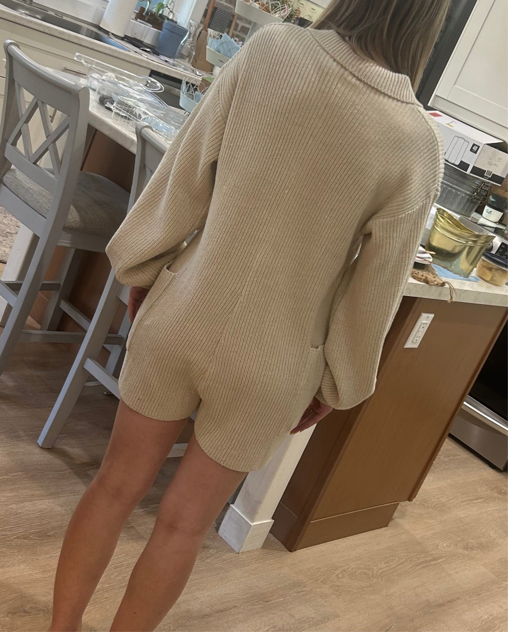 Long Sleeve Sweater Romper Wildflowers & Denim