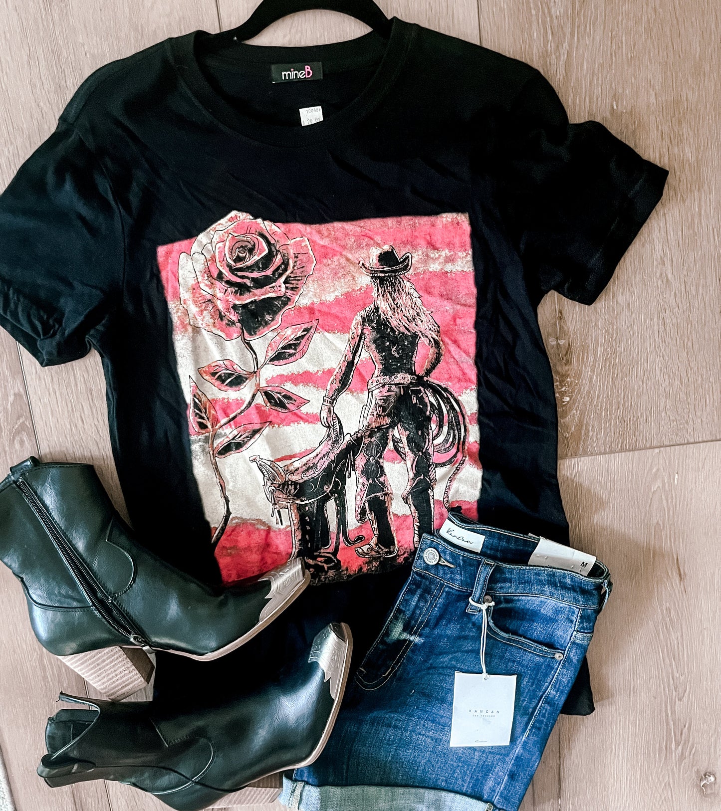 Wild West Cowgirl Mineral Wash Top Wildflowers & Denim