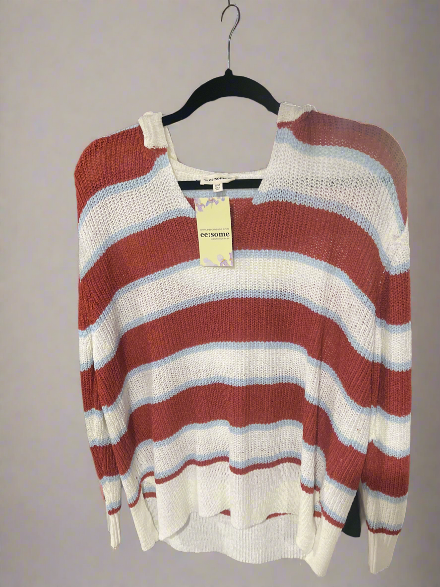 Stripe Knit Hooded Sweater Wildflowers & Denim