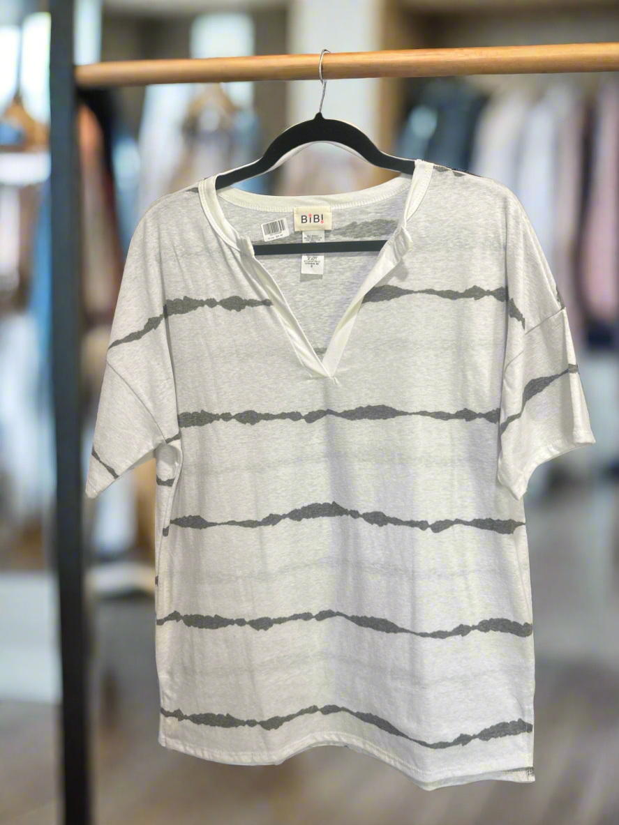 Bibi Tie Die Striped Oversized Tee Wildflowers & Denim