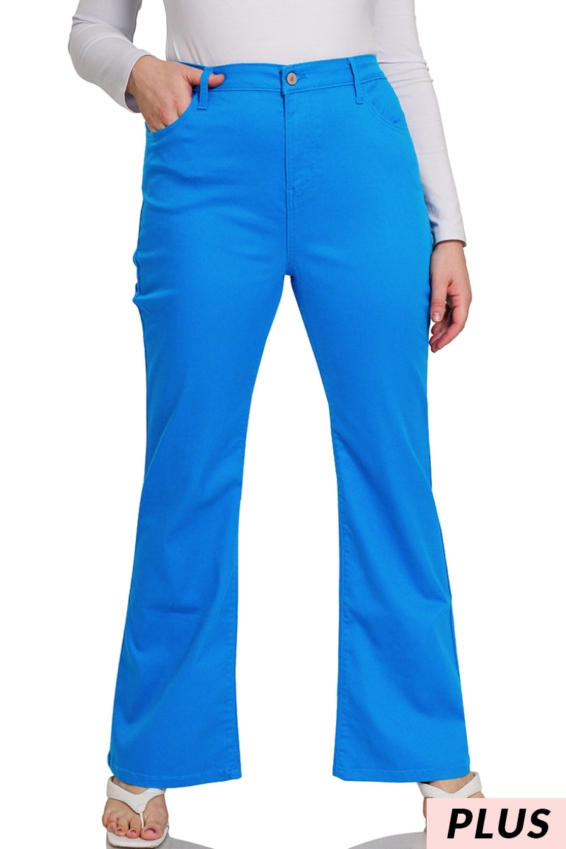 Zenana High Rise Bootcut Color Denim Wildflowers & Denim