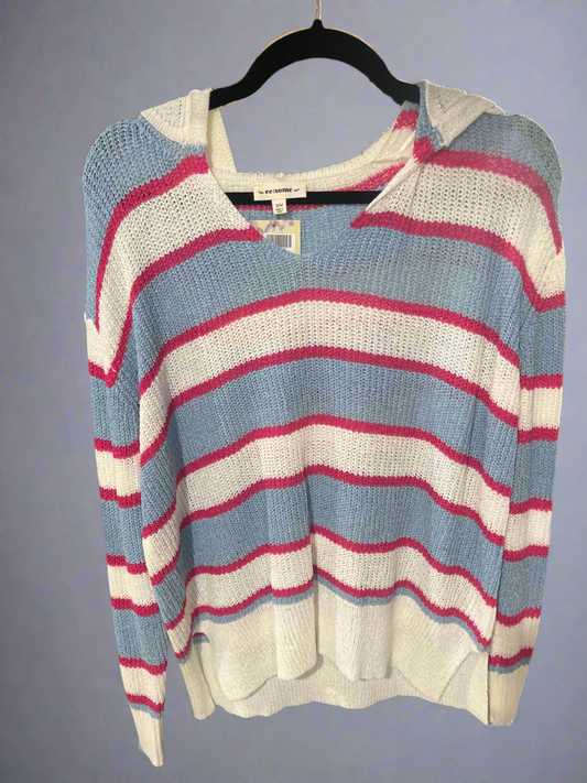 Stripe Knit Hooded Sweater Wildflowers & Denim