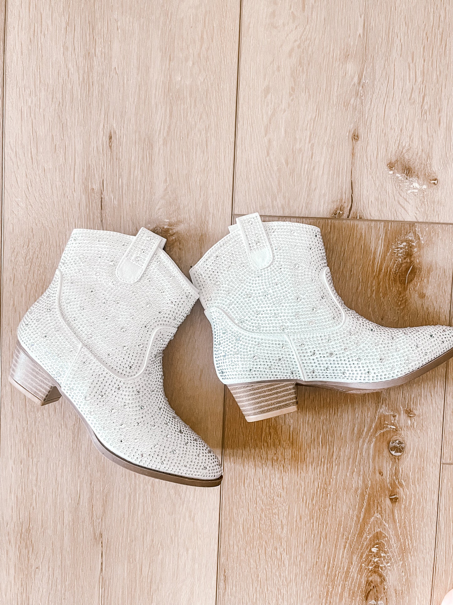 Rhinestone white Little Girls Cowboy Boots Wildflowers & Denim