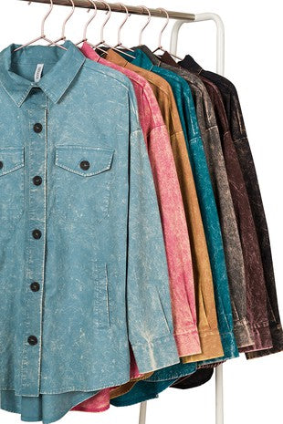 Woven Vintage Washed Shacket Wildflowers & Denim
