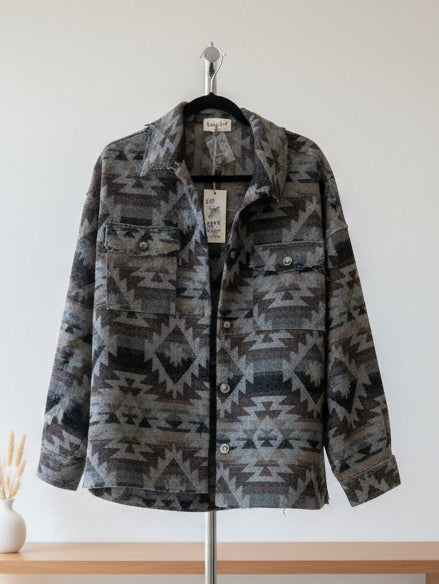Aztec Print Gray Shacket