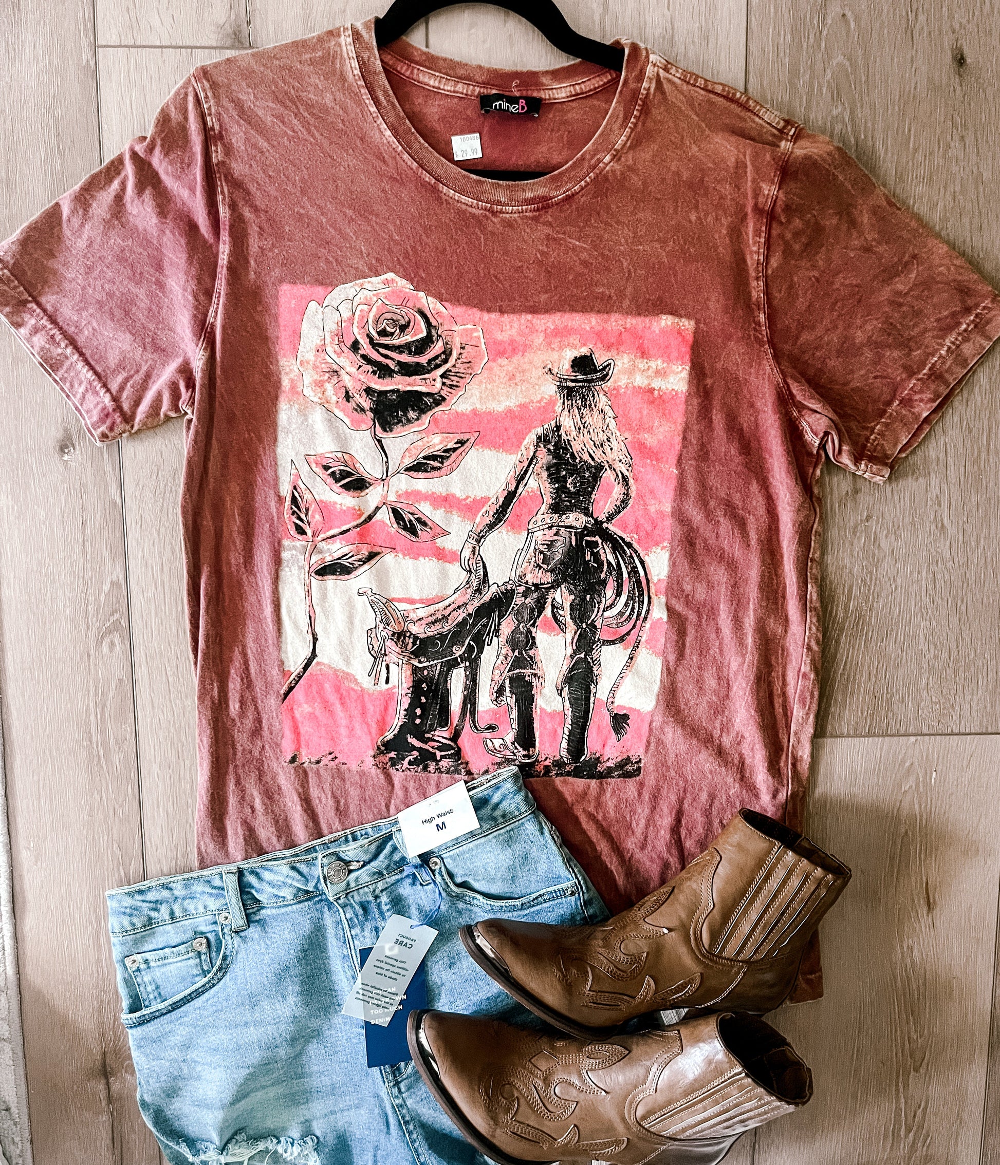 Wild West Cowgirl Mineral Wash Top Wildflowers & Denim
