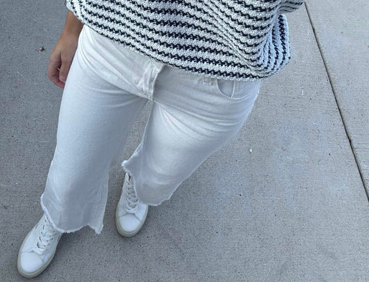 White Stretch Ankle Length Pants Wildflowers & Denim