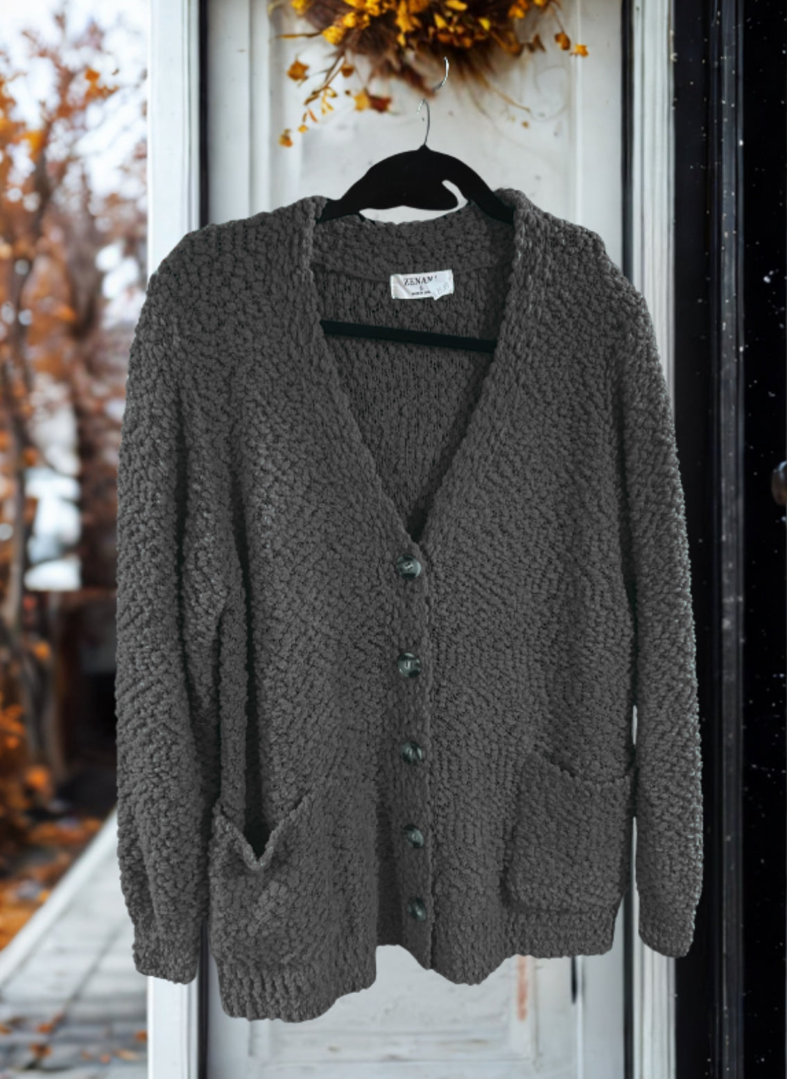 Zenana Popcorn Cardigan Wildflowers & Denim