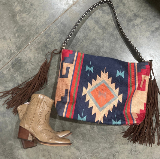 Aztec Print Bag/Purse Wildflowers & Denim