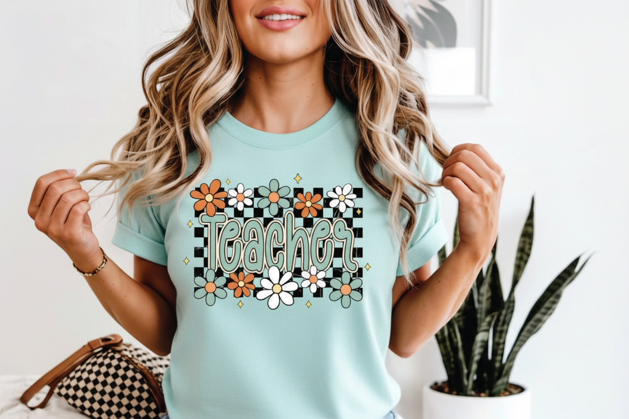 Teacher Retro Flower Tee
