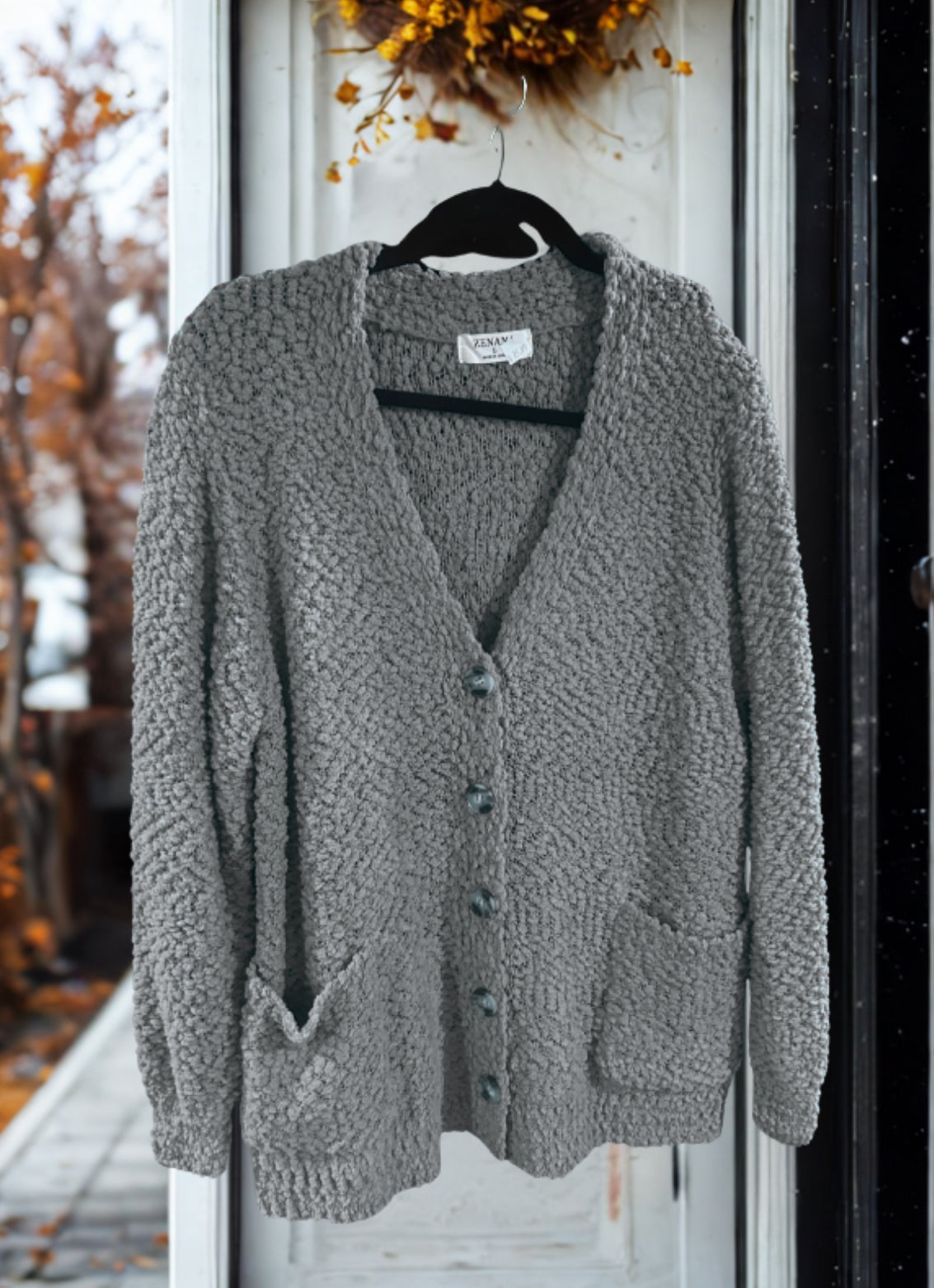 Zenana Popcorn Cardigan Wildflowers & Denim