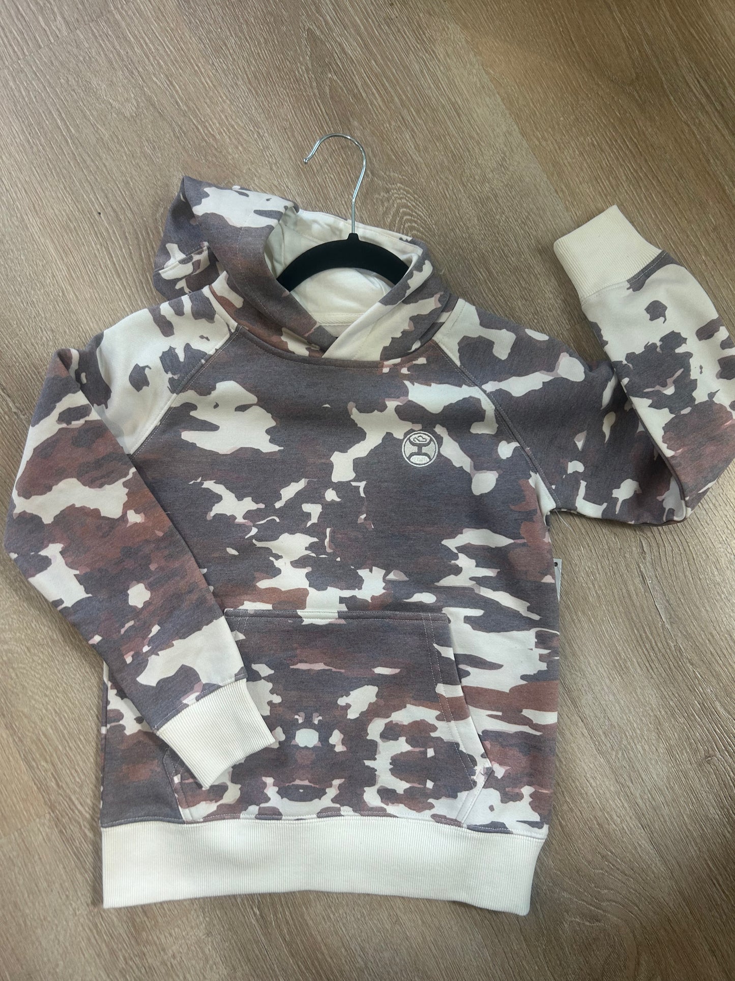 “Plains” Hooey Youth Ladies Brown/White Cow Print Hoody Hooey