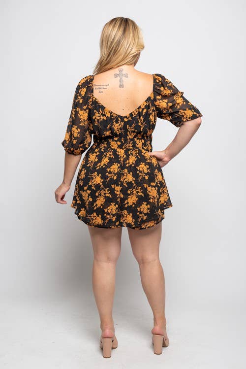 PLUS SIZE FLORAL ROMPER