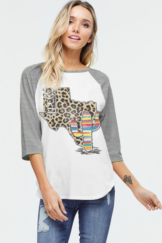 Texas Raglan Style Tee Wildflowers & Denim
