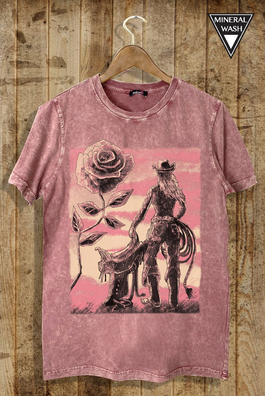 Wild West Cowgirl Mineral Wash Top Wildflowers & Denim