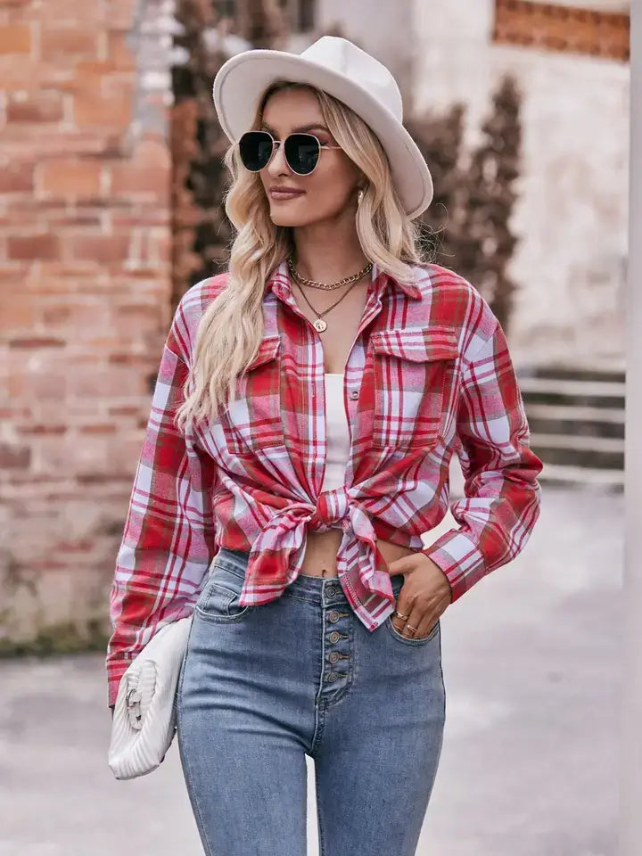 Plaid Oversized Button-Down Shirt – Casual Loose Fit