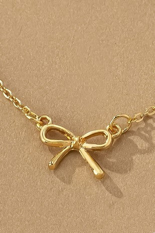 Delicate Bow Pendant Necklace Wildflowers & Denim