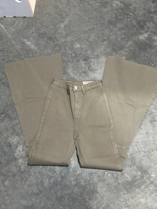 89 Wishlist Army Green Stretch Bell Bottoms Wildflowers & Denim