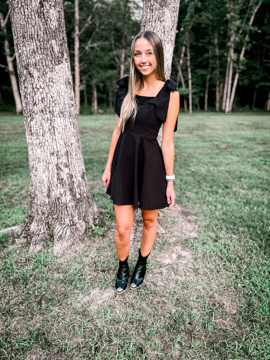 Black Bow Sleeve Dress Wildflowers & Denim
