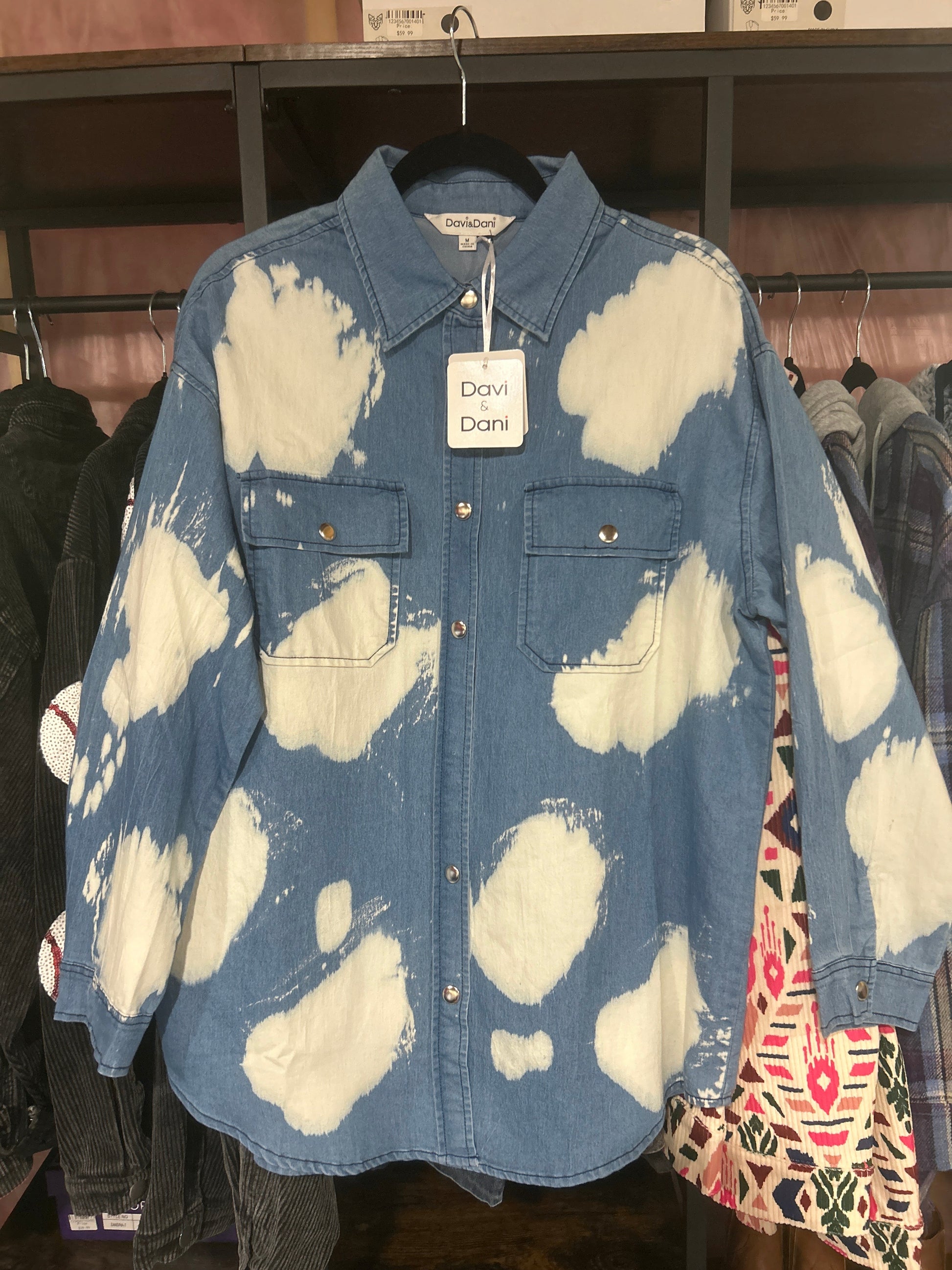 70 Davi&Dani Bleached Button Down jacket Wildflowers & Denim