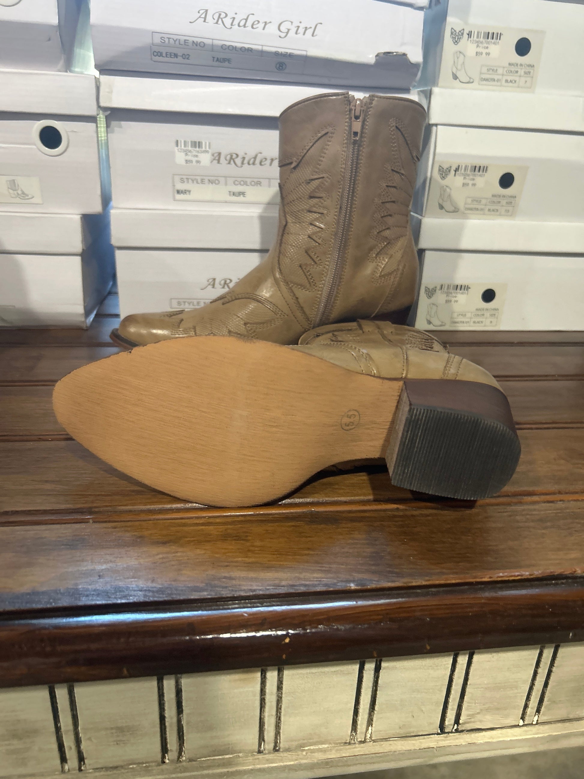 A Rider Girl Zipper Ankle Boots Wildflowers & Denim