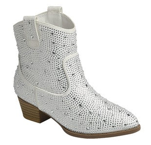 Rhinestone white Little Girls Cowboy Boots Wildflowers & Denim