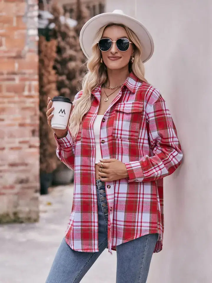 Plaid Oversized Button-Down Shirt – Casual Loose Fit