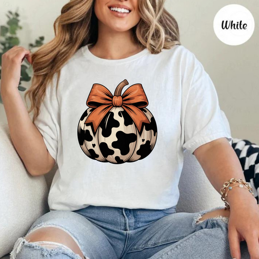 Cow Print Pumpkin Graphic Tee SMR Wholesale