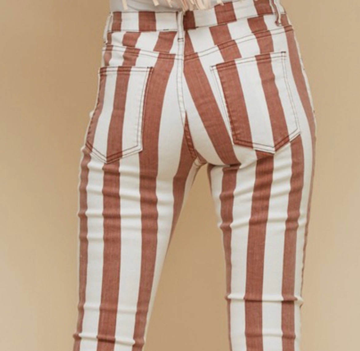 94 Brown/ White Striped bell bottoms Wildflowers & Denim