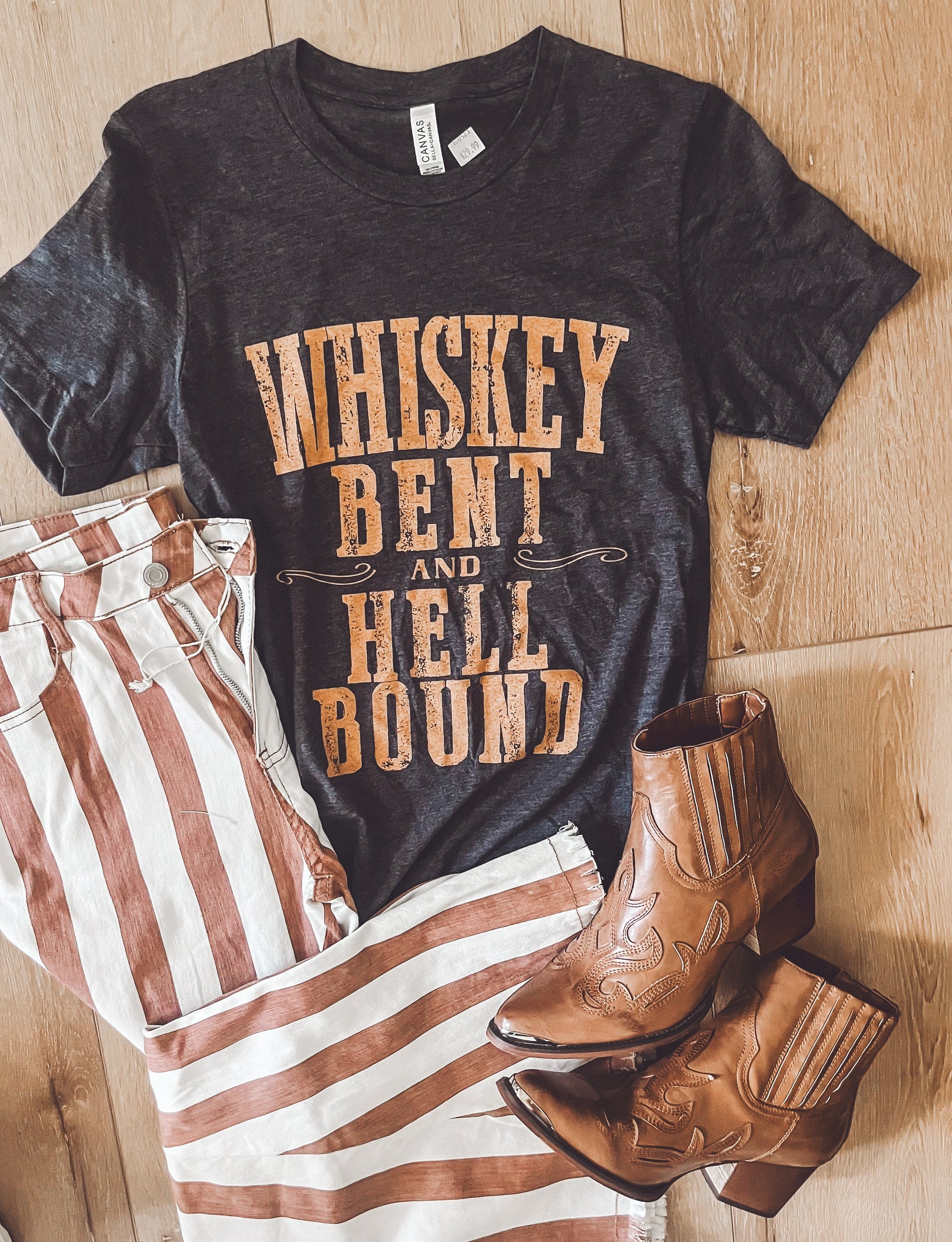 94 Brown/ White Striped bell bottoms Wildflowers & Denim