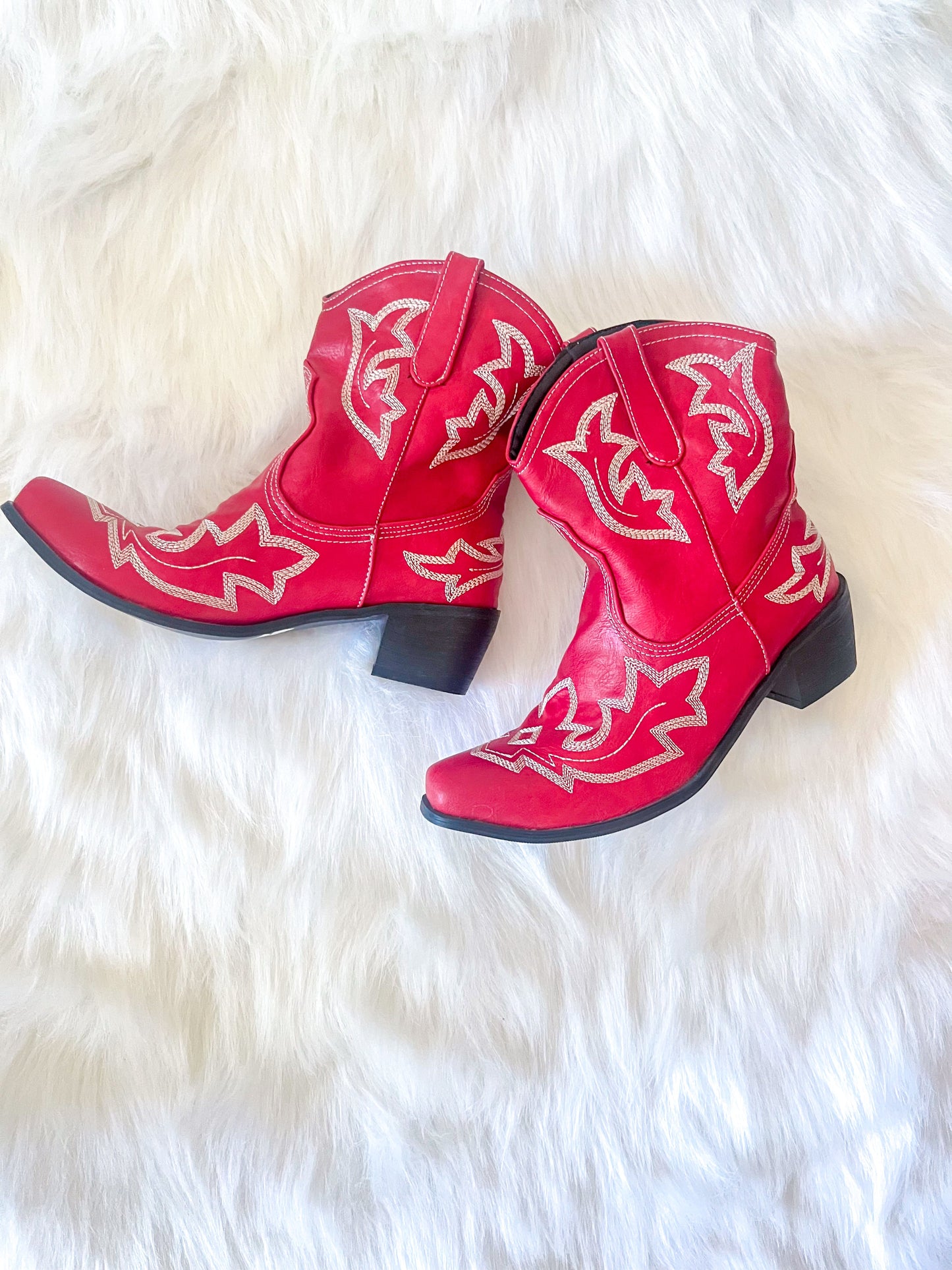 Red Shortie Boots Wildflowers & Denim