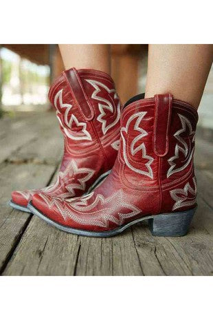 Red Shortie Boots Wildflowers & Denim