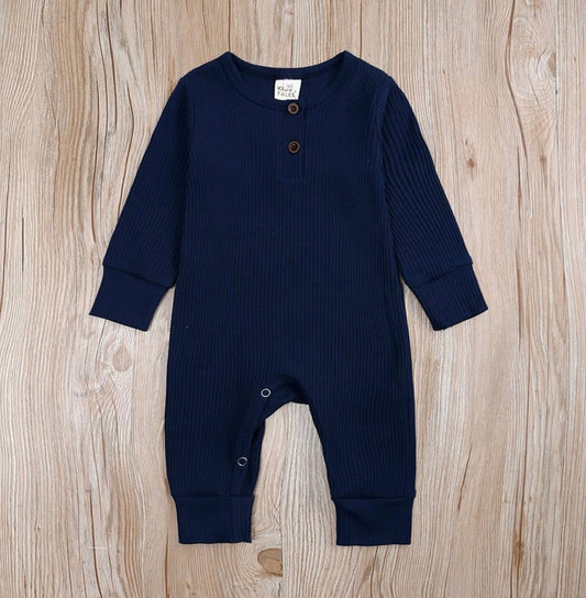 Baby Long Sleeve Button Romper Wildflowers & Denim