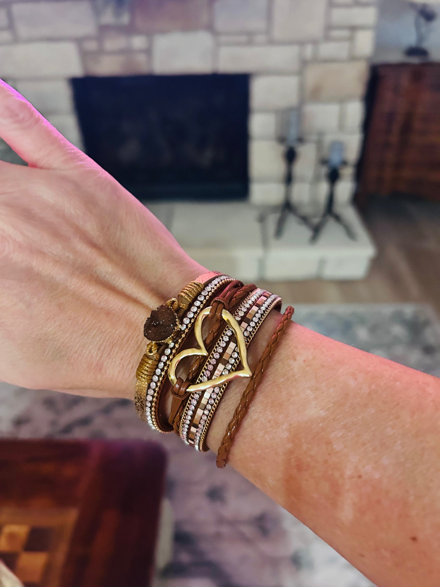 Bohemian Heart Buckle Bracelet | Rhinestone Magnetic