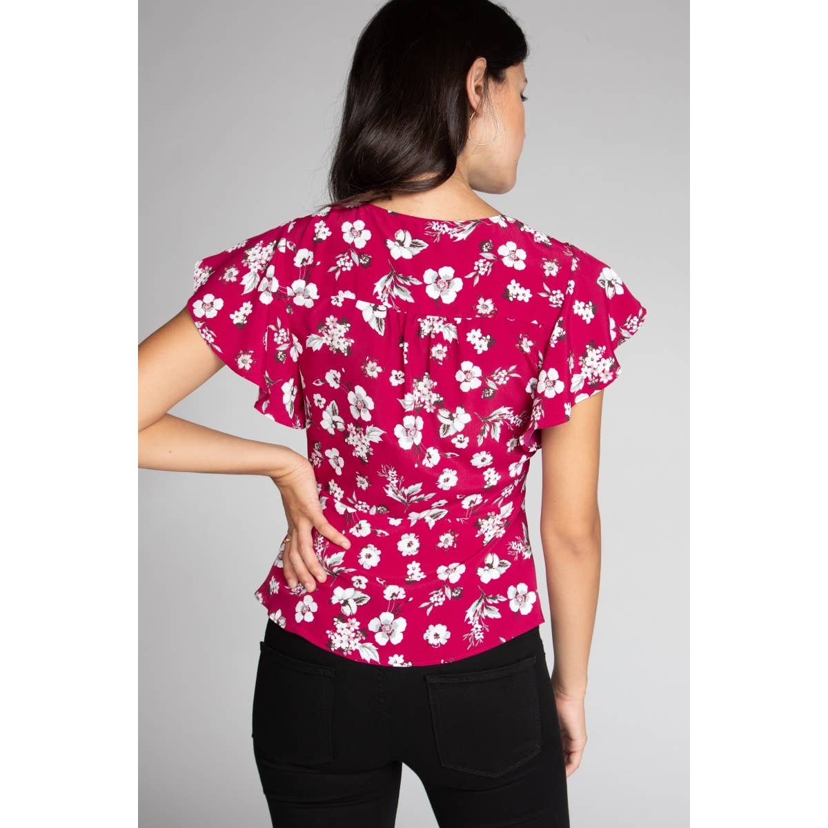 Ruffle Sleeve Button Down Blouse