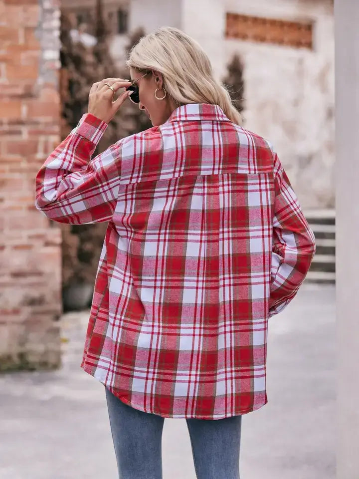 Plaid Oversized Button-Down Shirt – Casual Loose Fit